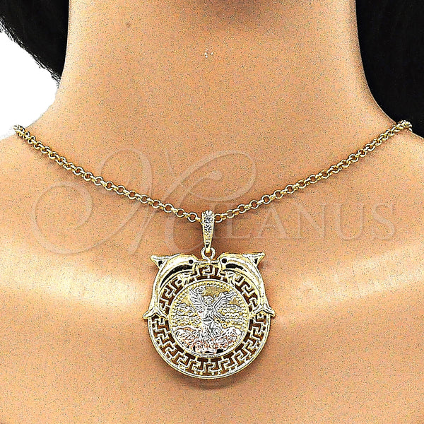 Gold Filled Pendant — Religious Pendant Centenario Coin and Angel Design with — alternate product view — SKU 140205 | Oro Laminado dije — Religious Pendant Centenario Coin and Angel diseño with — SKU 140205