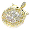 Oro Laminado Religious Pendant, Gold Filled Style Centenario Coin and Angel Design, with Black Crystal, Polished, Tricolor, 05.380.0023