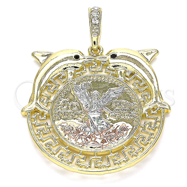 Gold Filled Pendant — Religious Pendant Centenario Coin and Angel Design with — main product view — SKU 140205 | Oro Laminado dije — Religious Pendant Centenario Coin and Angel diseño with — SKU 140205