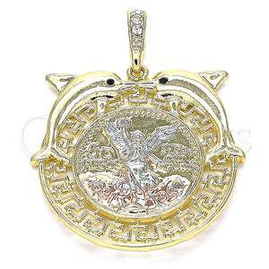 Gold Filled Pendant — Religious Pendant Centenario Coin and Angel Design with — main product view — SKU 140205 | Oro Laminado dije — Religious Pendant Centenario Coin and Angel diseño with — SKU 140205