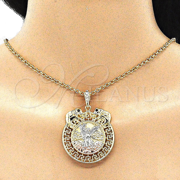 Gold Filled Pendant — Religious Pendant Centenario Coin and Angel Design with — alternate product view — SKU 140206 | Oro Laminado dije — Religious Pendant Centenario Coin and Angel diseño with — SKU 140206