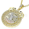 Oro Laminado Religious Pendant, Gold Filled Style Centenario Coin and Angel Design, with Black Crystal, Polished, Tricolor, 05.380.0024