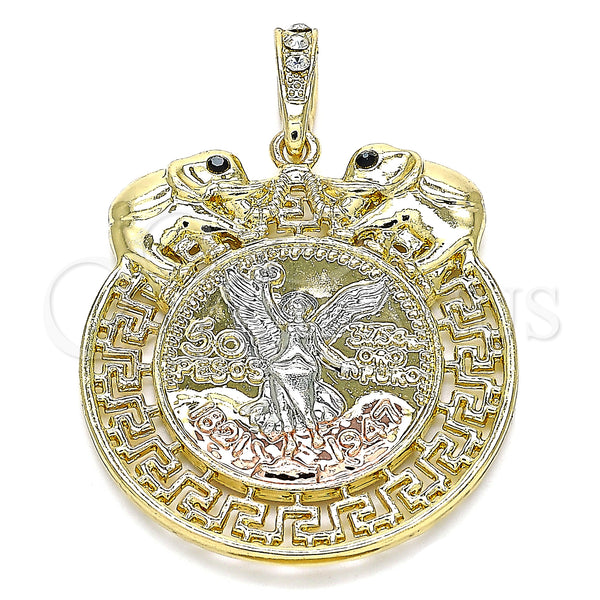 Gold Filled Pendant — Religious Pendant Centenario Coin and Angel Design with — main product view — SKU 140206 | Oro Laminado dije — Religious Pendant Centenario Coin and Angel diseño with — SKU 140206
