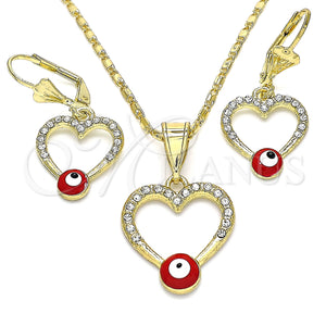 Gold Filled Ring — Earring and Pendant Adult Set Heart and Evil — main product view — SKU 140211 | Oro Laminado anillo — Earring and Pendant Adult Set corazón and Evil — SKU 140211