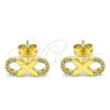 Gold Filled Ring — Stud Earring Infinite Design with White Micro Pave — alternate product view — SKU 140213 | Oro Laminado anillo — Stud Earring Infinite diseño with blanco Micro Pave — SKU 140213