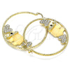 Oro Laminado Large Hoop, Gold Filled Style Elephant and Heart Design, with White and Black Crystal, Brown Resin Finish, Golden Finish, 02.380.0051.1.50