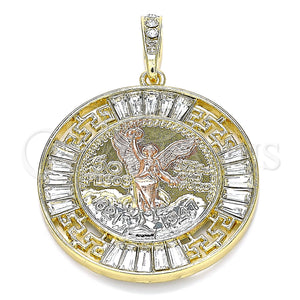 Gold Filled Pendant — Religious Pendant Centenario Coin and Angel Design with — main product view — SKU 140219 | Oro Laminado dije — Religious Pendant Centenario Coin and Angel diseño with — SKU 140219