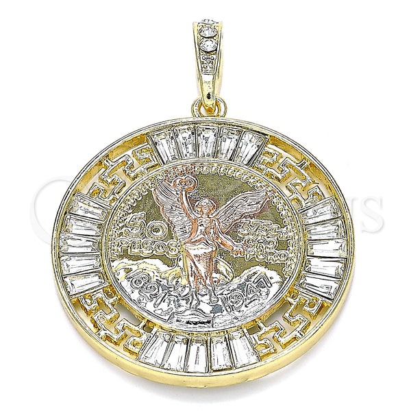 Gold Filled Pendant — Religious Pendant Centenario Coin and Angel Design with — main product view — SKU 140219 | Oro Laminado dije — Religious Pendant Centenario Coin and Angel diseño with — SKU 140219