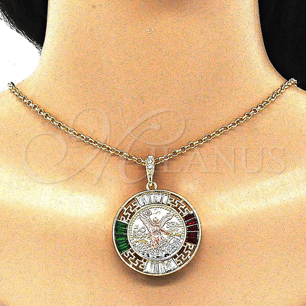Gold Filled Pendant — Religious Pendant Centenario Coin and Angel Design with — alternate product view — SKU 140220 | Oro Laminado dije — Religious Pendant Centenario Coin and Angel diseño with — SKU 140220