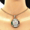 Oro Laminado Religious Pendant, Gold Filled Style Centenario Coin and Angel Design, with Garnet and Green Crystal, Polished, Tricolor, 05.380.0026.1