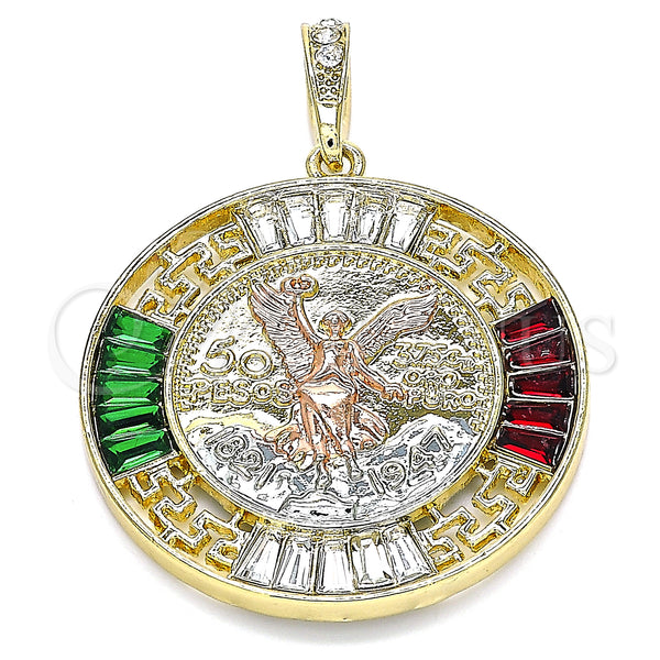 Gold Filled Pendant — Religious Pendant Centenario Coin and Angel Design with — main product view — SKU 140220 | Oro Laminado dije — Religious Pendant Centenario Coin and Angel diseño with — SKU 140220