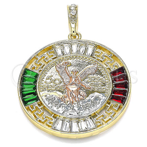 Gold Filled Pendant — Religious Pendant Centenario Coin and Angel Design with — main product view — SKU 140220 | Oro Laminado dije — Religious Pendant Centenario Coin and Angel diseño with — SKU 140220