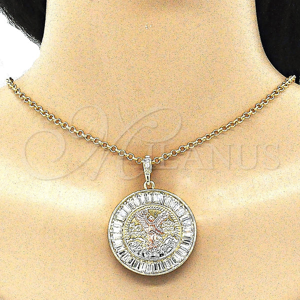 Gold Filled Pendant — Religious Pendant Centenario Coin and Angel Design with — alternate product view — SKU 140223 | Oro Laminado dije — Religious Pendant Centenario Coin and Angel diseño with — SKU 140223