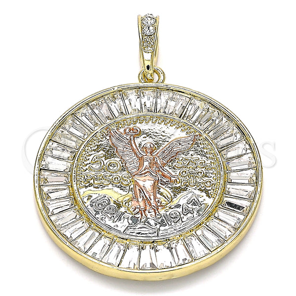 Gold Filled Pendant — Religious Pendant Centenario Coin and Angel Design with — main product view — SKU 140223 | Oro Laminado dije — Religious Pendant Centenario Coin and Angel diseño with — SKU 140223