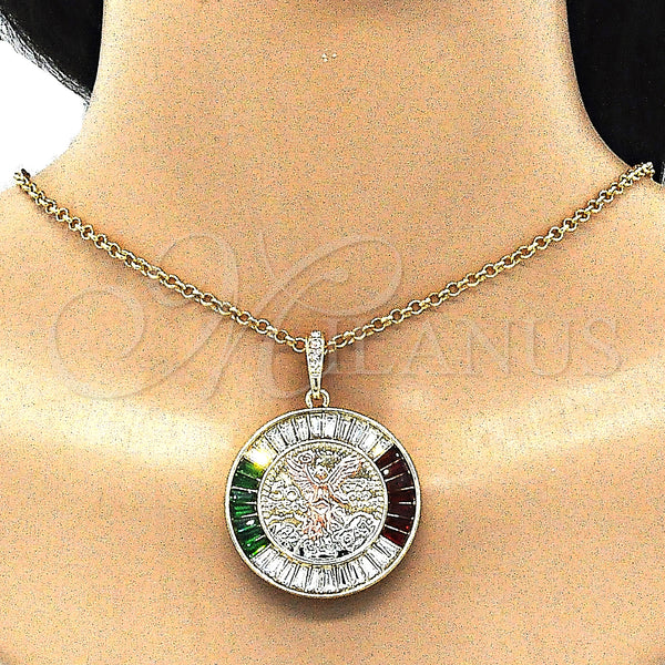 Gold Filled Pendant — Religious Pendant Centenario Coin and Angel Design with — alternate product view — SKU 140224 | Oro Laminado dije — Religious Pendant Centenario Coin and Angel diseño with — SKU 140224