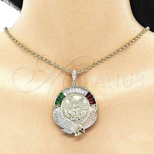 Gold Filled Pendant — Religious Pendant Centenario Coin and Angel Design with — alternate product view — SKU 140226 | Oro Laminado dije — Religious Pendant Centenario Coin and Angel diseño with — SKU 140226