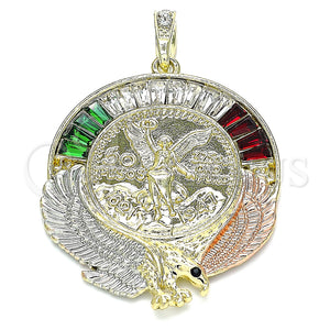 Gold Filled Pendant — Religious Pendant Centenario Coin and Angel Design with — main product view — SKU 140226 | Oro Laminado dije — Religious Pendant Centenario Coin and Angel diseño with — SKU 140226