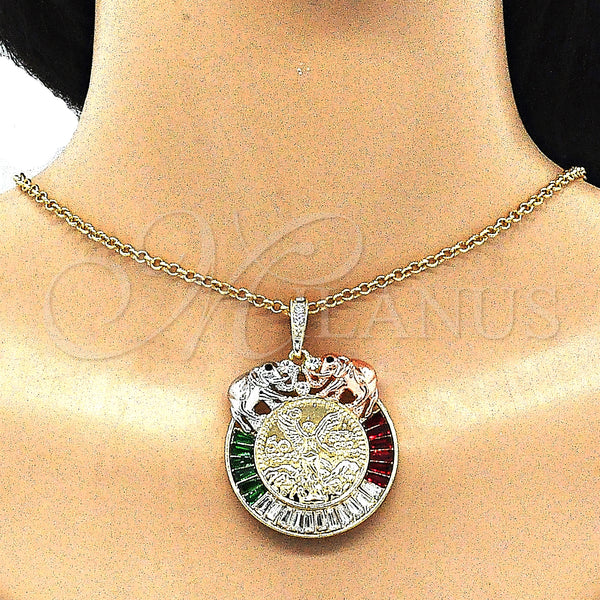 Gold Filled Pendant — Religious Pendant Centenario Coin and Angel Design with — alternate product view — SKU 140227 | Oro Laminado dije — Religious Pendant Centenario Coin and Angel diseño with — SKU 140227