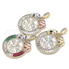 Oro Laminado Religious Pendant, Gold Filled Style Centenario Coin and Angel Design, with Multicolor Crystal, Polished, Tricolor, 05.380.0030.1