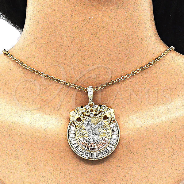 Gold Filled Pendant — Religious Pendant Centenario Coin and Angel Design with — alternate product view — SKU 140229 | Oro Laminado dije — Religious Pendant Centenario Coin and Angel diseño with — SKU 140229