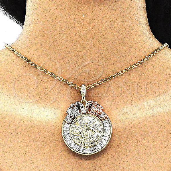 Gold Filled Pendant — Religious Pendant Centenario Coin and Angel Design with — alternate product view — SKU 140230 | Oro Laminado dije — Religious Pendant Centenario Coin and Angel diseño with — SKU 140230