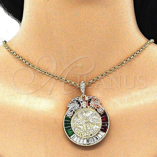 Gold Filled Pendant — Religious Pendant Centenario Coin and Angel Design with — alternate product view — SKU 140231 | Oro Laminado dije — Religious Pendant Centenario Coin and Angel diseño with — SKU 140231