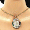 Oro Laminado Religious Pendant, Gold Filled Style Centenario Coin and Angel Design, with Multicolor Crystal, Polished, Tricolor, 05.380.0031.1