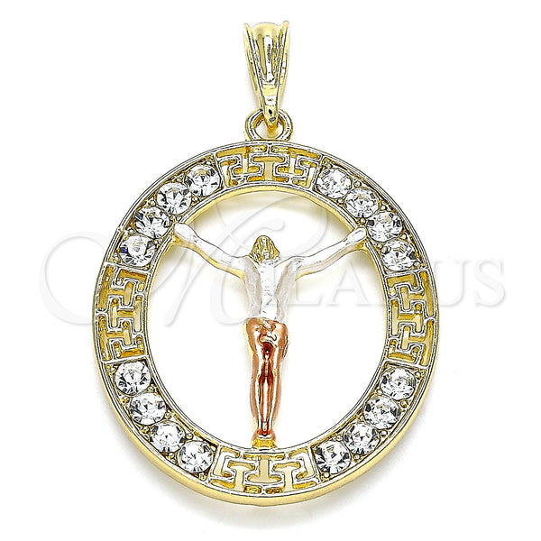 Gold Filled Pendant — Religious Pendant Jesus and Greek Key Design with — main product view — SKU 140236 | Oro Laminado dije — Religious Pendant Jesus and Greek Key diseño with — SKU 140236