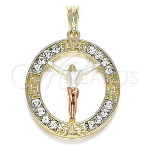 Gold Filled Pendant — Religious Pendant Jesus and Greek Key Design with — main product view — SKU 140236 | Oro Laminado dije — Religious Pendant Jesus and Greek Key diseño with — SKU 140236