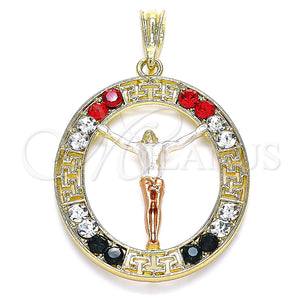 Gold Filled Pendant — Religious Pendant Jesus and Greek Key Design with — main product view — SKU 140237 | Oro Laminado dije — Religious Pendant Jesus and Greek Key diseño with — SKU 140237
