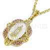 Oro Laminado Religious Pendant, Gold Filled Style Guadalupe Design, Polished, Tricolor, 05.380.0046