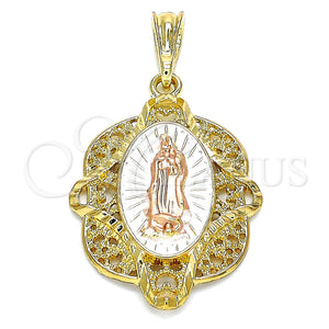Gold Filled Pendant — Religious Pendant Guadalupe Design Polished Tricolor 05. — main product view — SKU 140253 | Oro Laminado dije — Religious Pendant Guadalupe diseño pulido Tricolor 05. — SKU 140253