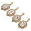 Oro Laminado Religious Pendant, Gold Filled Style Guadalupe Design, Polished, Tricolor, 05.380.0046.1