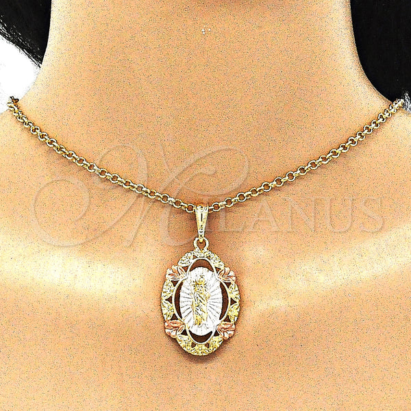 Gold Filled Pendant — Religious Pendant San Judas Design Polished Tricolor 05. — alternate product view — SKU 140256 | Oro Laminado dije — Religious Pendant San Judas diseño pulido Tricolor 05. — SKU 140256