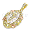 Oro Laminado Religious Pendant, Gold Filled Style San Judas Design, Polished, Tricolor, 05.380.0043