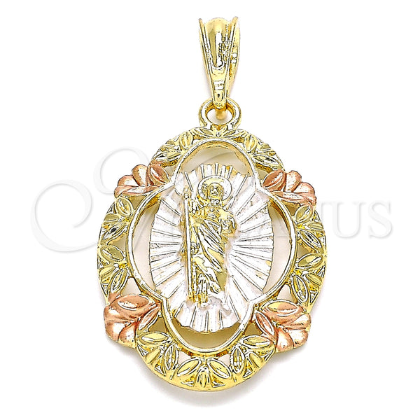 Gold Filled Pendant — Religious Pendant San Judas Design Polished Tricolor 05. — main product view — SKU 140256 | Oro Laminado dije — Religious Pendant San Judas diseño pulido Tricolor 05. — SKU 140256