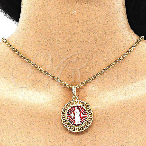 Gold Filled Pendant — Religious Pendant Guadalupe Design Polished Tricolor 05. — alternate product view — SKU 140257 | Oro Laminado dije — Religious Pendant Guadalupe diseño pulido Tricolor 05. — SKU 140257