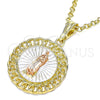 Oro Laminado Religious Pendant, Gold Filled Style Guadalupe Design, Polished, Tricolor, 05.380.0044.1