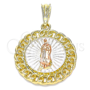 Gold Filled Pendant — Religious Pendant Guadalupe Design Polished Tricolor 05. — main product view — SKU 140258 | Oro Laminado dije — Religious Pendant Guadalupe diseño pulido Tricolor 05. — SKU 140258