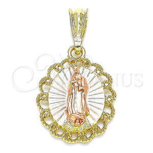 Gold Filled Pendant — Religious Pendant Guadalupe Design Polished Tricolor 05. — main product view — SKU 140269 | Oro Laminado dije — Religious Pendant Guadalupe diseño pulido Tricolor 05. — SKU 140269