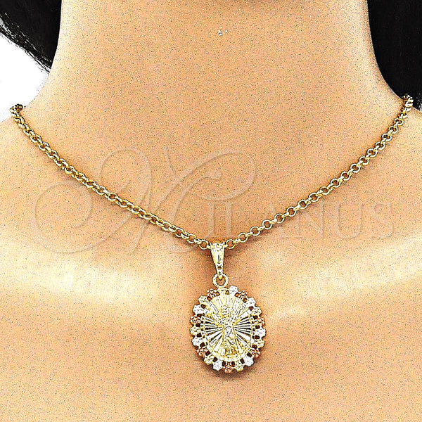 Gold Filled Pendant — Religious Pendant Divino NiÃ±o and Flower Design Polished — alternate product view — SKU 140270 | Oro Laminado dije — Religious Pendant Divino NiÃ±o and flor diseño pulido — SKU 140270