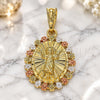 Oro Laminado Religious Pendant, Gold Filled Style Divino NiÃ±o and Flower Design, Polished, Tricolor, 05.380.0056