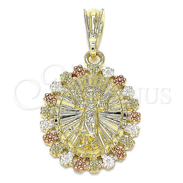 Gold Filled Pendant — Religious Pendant Divino NiÃ±o and Flower Design Polished — main product view — SKU 140270 | Oro Laminado dije — Religious Pendant Divino NiÃ±o and flor diseño pulido — SKU 140270