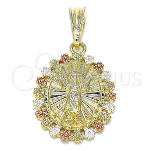 Gold Filled Pendant — Religious Pendant Divino NiÃ±o and Flower Design Polished — main product view — SKU 140270 | Oro Laminado dije — Religious Pendant Divino NiÃ±o and flor diseño pulido — SKU 140270