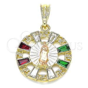Gold Filled Pendant — Religious Pendant Guadalupe and Greek Key Design with — main product view — SKU 140271 | Oro Laminado dije — Religious Pendant Guadalupe and Greek Key diseño with — SKU 140271