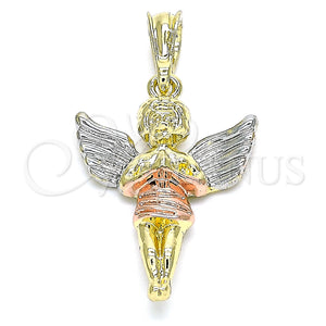 Gold Filled Pendant — Religious Pendant Angel Design Polished Tricolor 05. — main product view — SKU 140281 | Oro Laminado dije — Religious Pendant Angel diseño pulido Tricolor 05. — SKU 140281