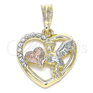Gold Filled Pendant — Religious Pendant Angel and Heart Design with White — main product view — SKU 140283 | Oro Laminado dije — Religious Pendant Angel and corazón diseño with blanco — SKU 140283
