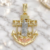 Oro Laminado Religious Pendant, Gold Filled Style Guadalupe and Anchor Design, Polished, Tricolor, 05.380.0069