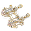 Oro Laminado Religious Pendant, Gold Filled Style Guadalupe and Anchor Design, Polished, Tricolor, 05.380.0069