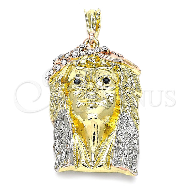 Gold Filled Pendant — Religious Pendant Jesus Design with White and Black — main product view — SKU 140289 | Oro Laminado dije — Religious Pendant Jesus diseño with blanco and negro — SKU 140289
